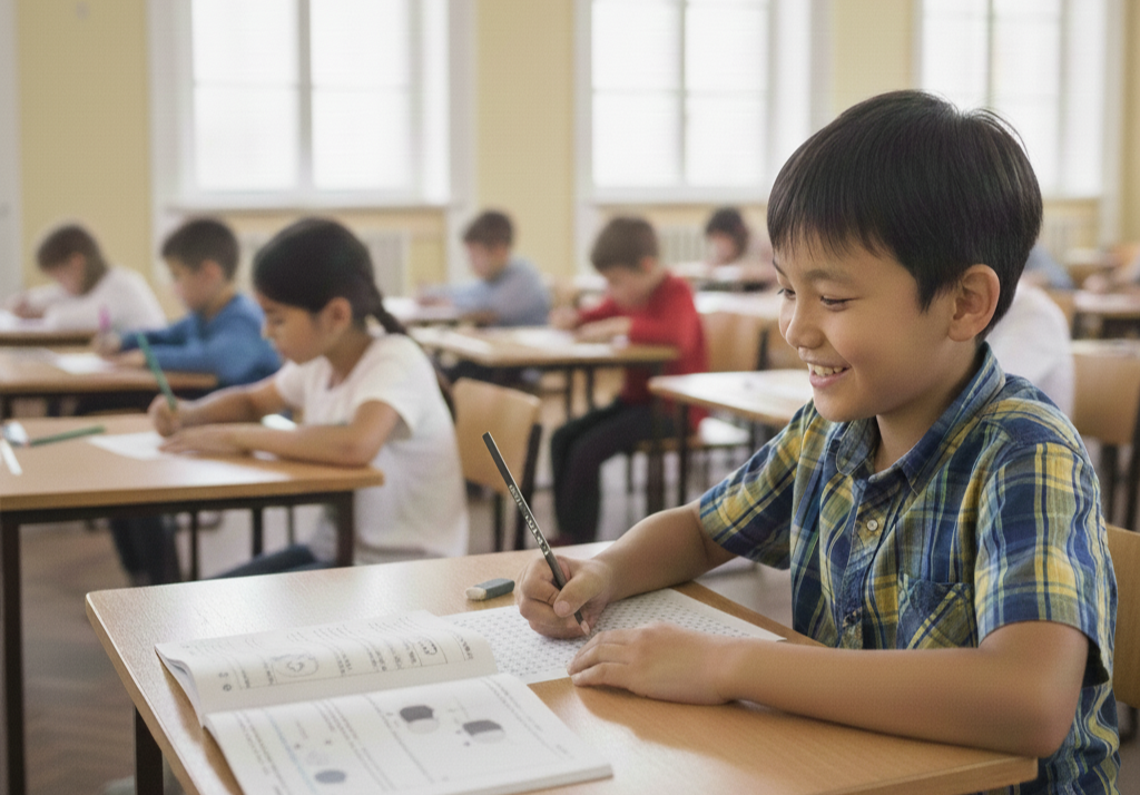 Confident student taking their exam