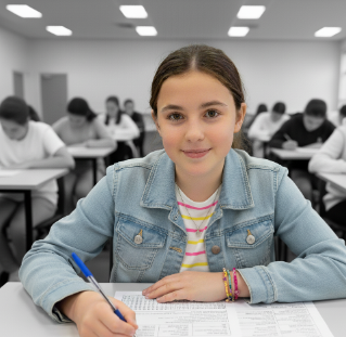 Confident student taking their exam